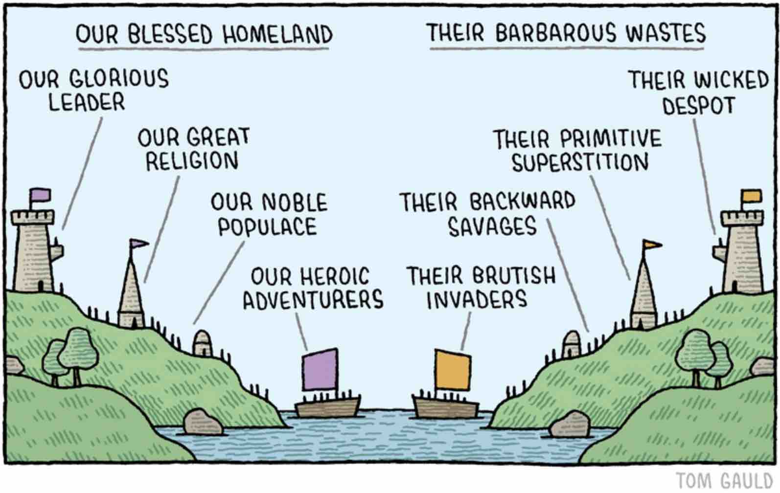 Tom Gauld: Our Blessed Homeland vs Their Barbarous Wastes